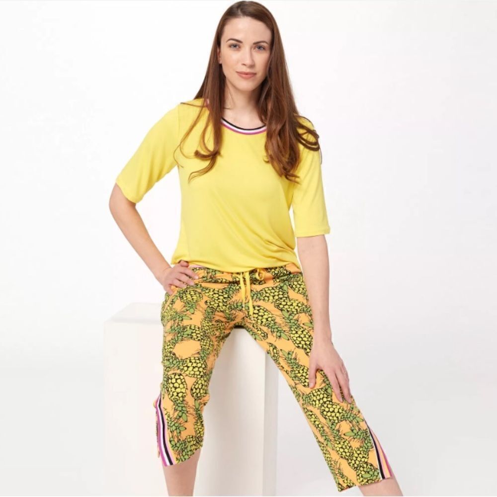 Ew Cuddl Duds Pineapple Lounge Set Sz Med